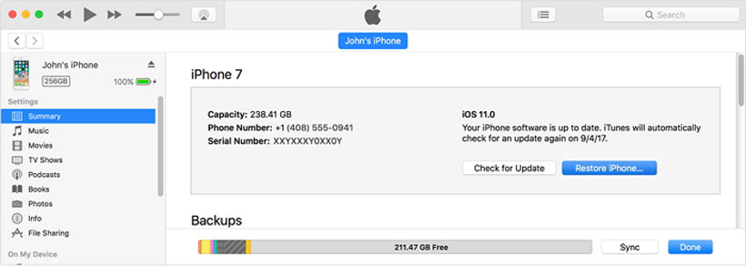Khôi phục iPhone bằng iTunes